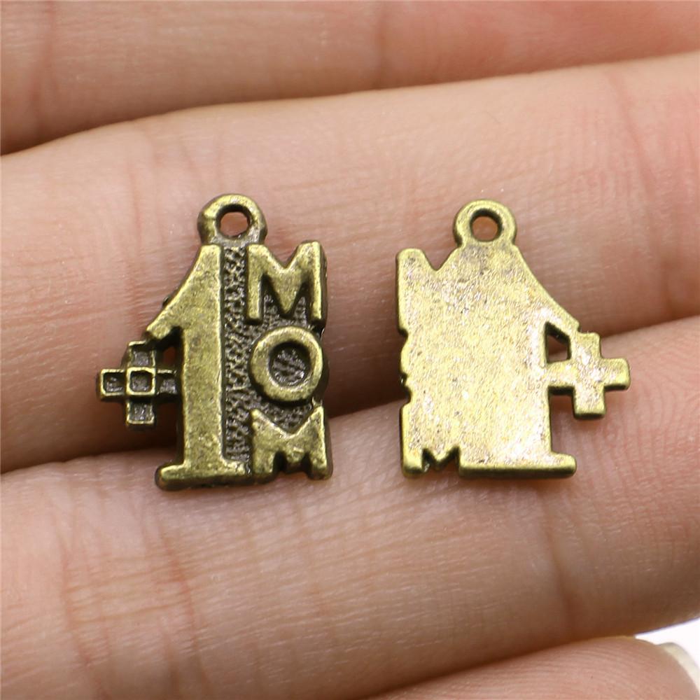 20pcs Mom Series Charms For DIY Jewelry Making Lovely Family Heart Love Mom Charms For Mother's Day Gift