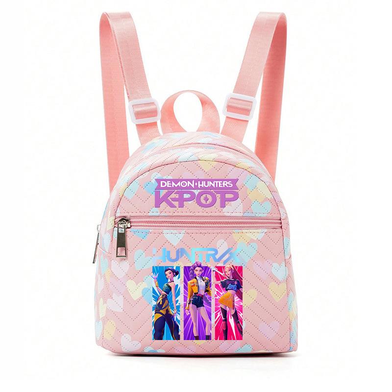 Kpop Synthetic Leather School Backpack for Girls Lightweight Candy Color Campus Bag