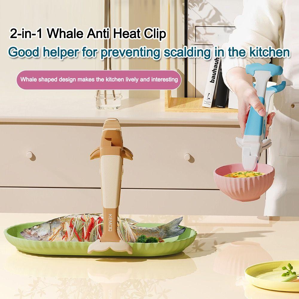 2in1 Kitchen Pot Bowl Clip Whale Shape Meal Bowls Tongs Baking Tray Steamer Rack  Kitchen Gadget