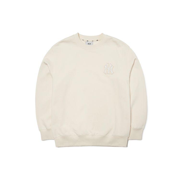 MLB Basic Logo New York Yankees Kleines Logo Rundhals-Sweatshirt Unisex-Sweatshirt Creme 3AMTB0221-50CRS S white