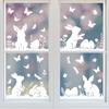 White Bunny Easter Window Clings Static Cling for Glass Home Party Decorations Removable Reusable