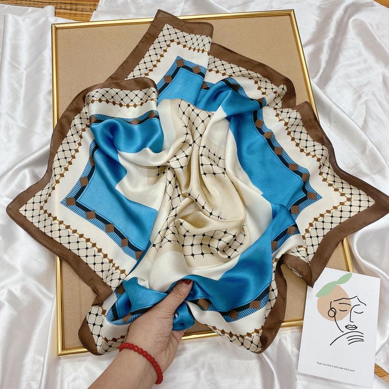 Women's French-Style Polka Dot Silk-Emulation Square Scarf: Versatile Professional Hairband & Suit Accessory
