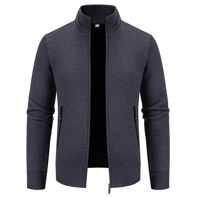 Men's Autumn and Winter Thickened Thermal Stand-up Neck Knitted Sweater Jacket