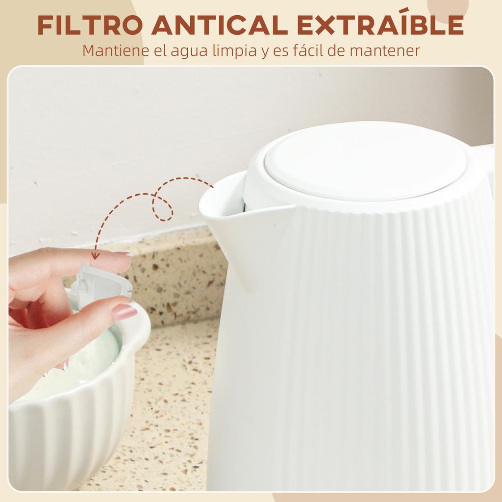 Electric Kettle 1.7L 2200W with Removable Anti-Scale Filter Automatic Shut-off 360 degrees Swivel Base Cream