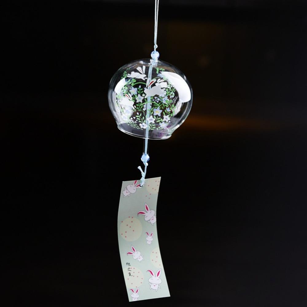Handmade Handmade Glass Wind Chime Glass Painting Pendant Design Glass Painted Wind Chime Kawaii Style Music Bell Sound