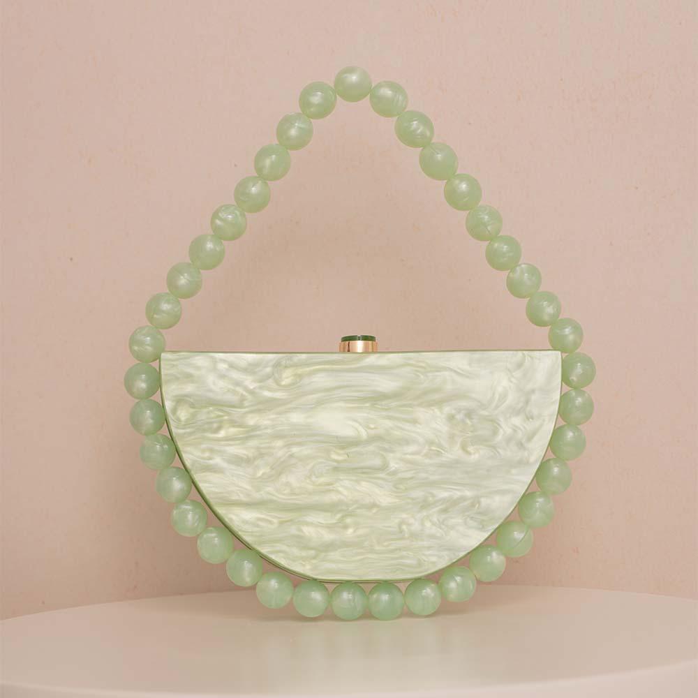

Pearlescent Retro Semi-Round Bead Acrylic Bag Simple Square Dinner Bag Clutch Bag Female світло-зелений колір