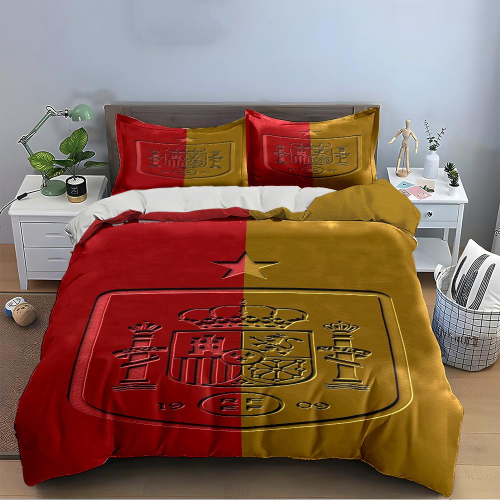 Spanish Flag Crest Bedding Set Bedding Duvet Cover Set Duvet Cover Pillowcases Home Decor (1 * Duvet Cover 2 * Pillowcases, without duvet insert)