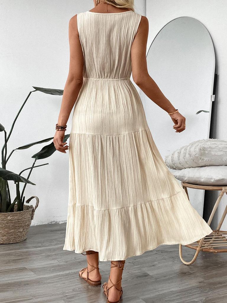 2026 European Strappy Sleeveless V-neck Solid Color Women's Summer Dress