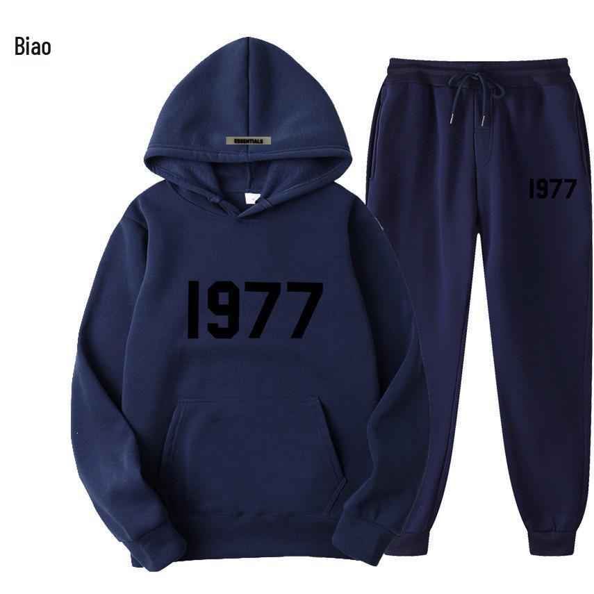 ESSENTIALS 1977 Trendy Fleece Hoodie Set - Unisex Loose Fit Sweatshirt