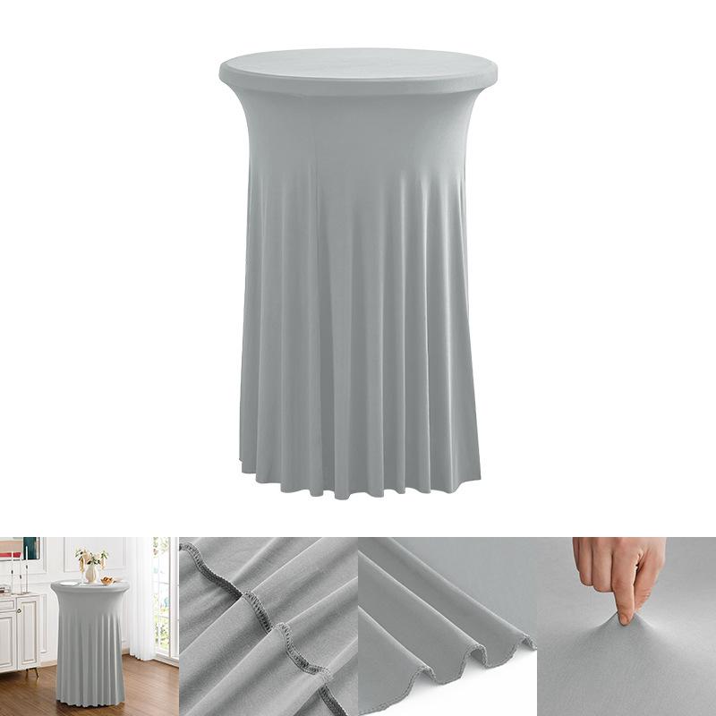 Height Stretch Round Tablecloth Commercial Conference Cocktail Bar Table Cover Hotel Wedding Party Skirt Elastic Table Cloth