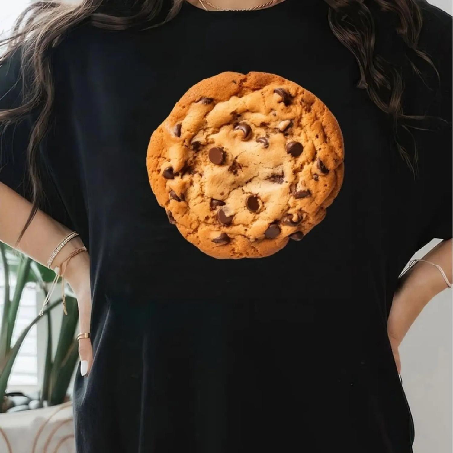 Women s Breathable T-Shirt with Unique Chocolate Chip Cookie Print - Comfort Fit, Casual Sporty Style, Round Neck Tee For Adult, XXXXXL разноцветный
