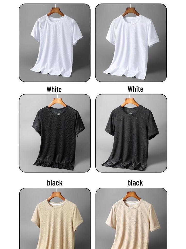 Pánské rychleschnoucí tričko z ledového hedvábí s 3D žakárovým vzorem