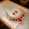 Diamond Water Drop Earrings Necklace Two-piece Set, European and American Niche High-end Collarbone Chain Exaggerated Design Jewelry