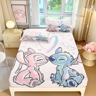 Stitch Κινούμενα Σχέδια Χαριτωμένο Διακόσμηση Σπιτιού Σεντόνι με Λάστιχο Σετ Κλινοσκεπασμάτων Σετ 2/3 Τεμαχίων Nordica Πολυεστέρας Άνιμε Βελούδινο