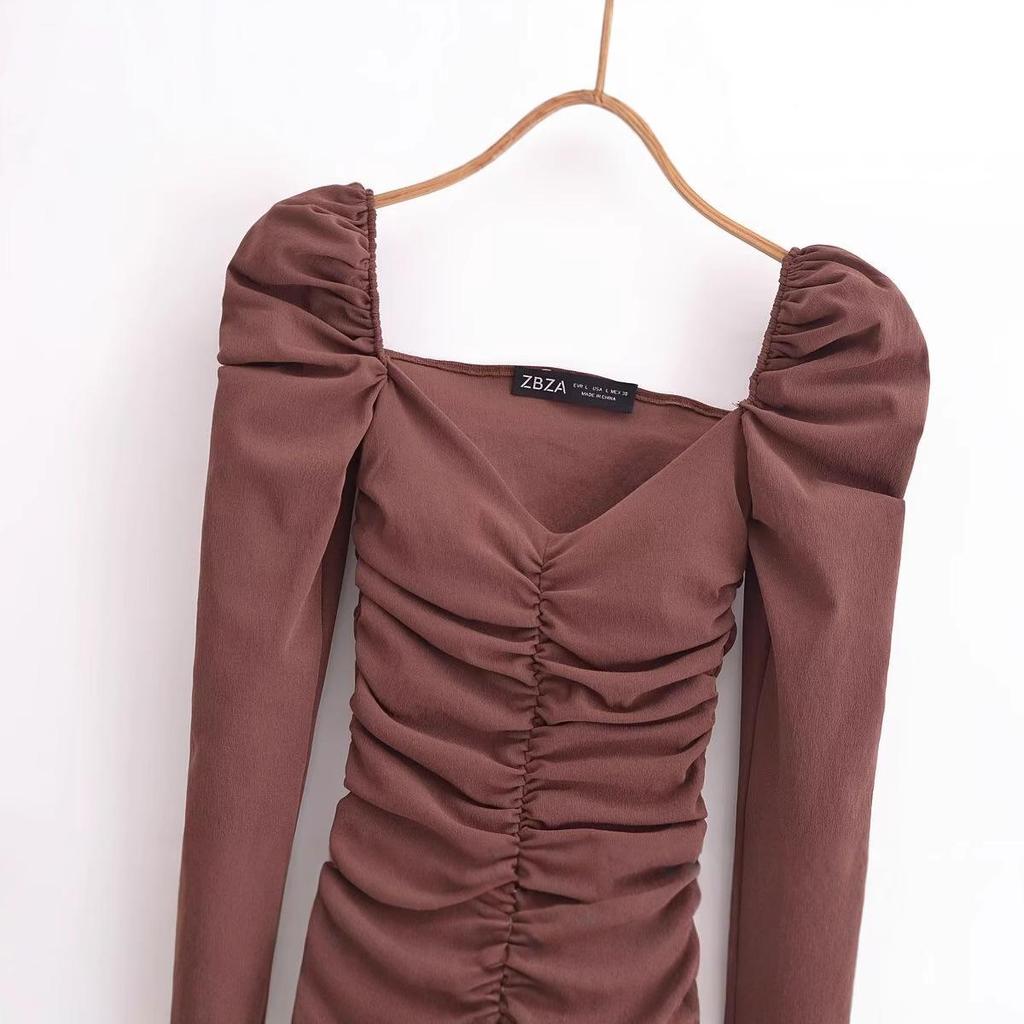 2025 Spring Fashion: Women's European & American Slim Stretch Pleated Dress