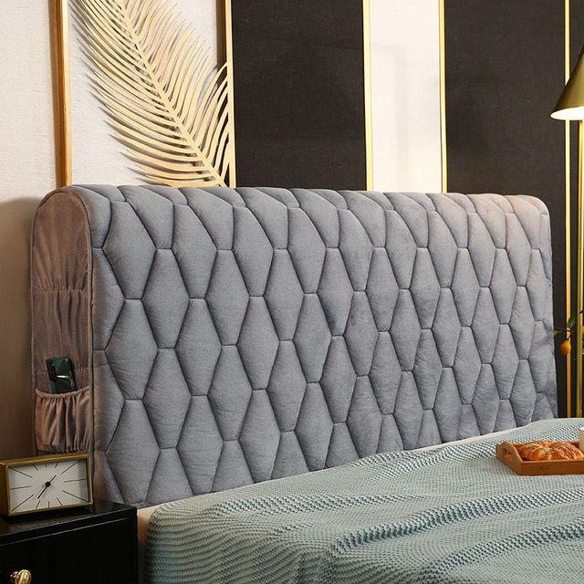 Luxury Thicken Velvet Quilted Headboard Cover Solid Color High Grade All -Inclusive Bedside Cover Soft Plush Bed Head Cover
