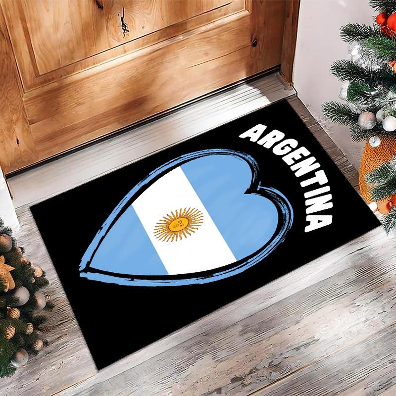 Tappeto in Flanella Stampato Squadra Nazionale di Calcio Argentina Antiscivolo Morbido Poliestere Tappeto per Pavimento Tappetino Decorativo per Interni per Camera da Letto Soggiorno Divano