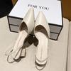 Women's Heeled Sandals Summer Fashion Sexy Pointed Toe Square Heel Candy Color Ladies Mules Shoes Party Wedding Women Pumps New