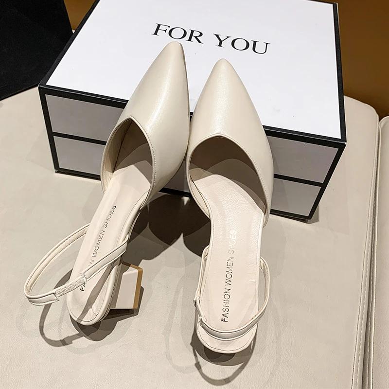 Women's Heeled Sandals Summer Fashion Sexy Pointed Toe Square Heel Candy Color Ladies Mules Shoes Party Wedding Women Pumps New