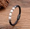 Genuine natural freshwater pearl bracelet, women's charm leather bracelet, baroque wedding jewelry
