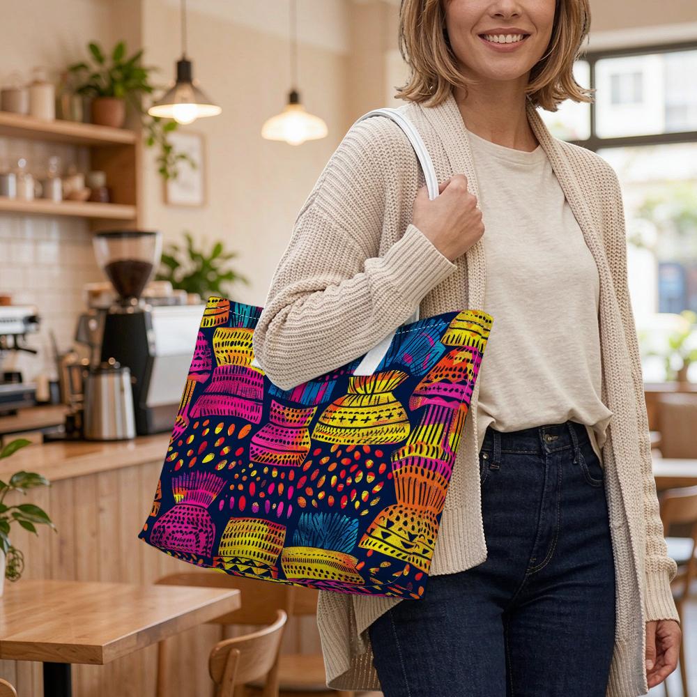 Bohemian Print Large Tote Bag Casual Lightweight Handbag for Daily Travel Shopping
