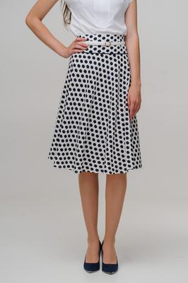 Polka Dot Flared Skirt Below the Knee