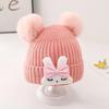 Baby hat cute cartoon bunny wool hat winter male and female baby warm ear hat knitted hat