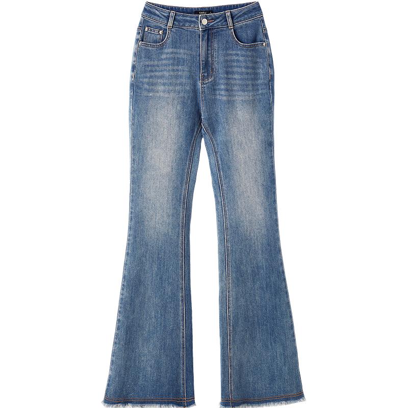 Betu Women s Frayed Hem High-Waist Denim Flare Pants S