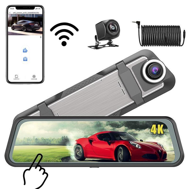 Streaming Media Driving Recorder High-definition 4K Rearview Mirror Front and Rear Dual Recording 12 Inch Reversing Image WiFi Interconnected GPS