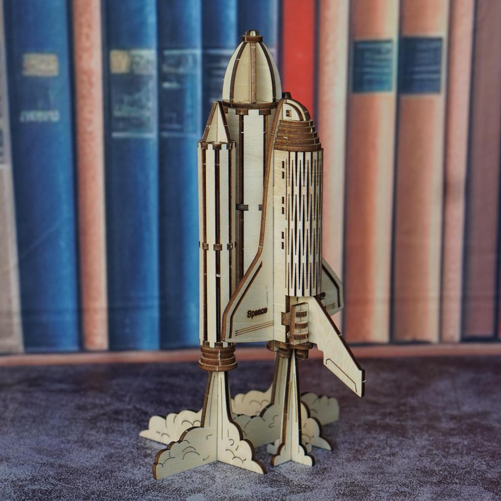 3D wooden puzzle for adults airplane model rocket building block toy kit, handmade DIY assembly model