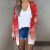 Women's Fashion Casual Christmas Printed Mid-Length Cardigan Long Sleeve Jacket