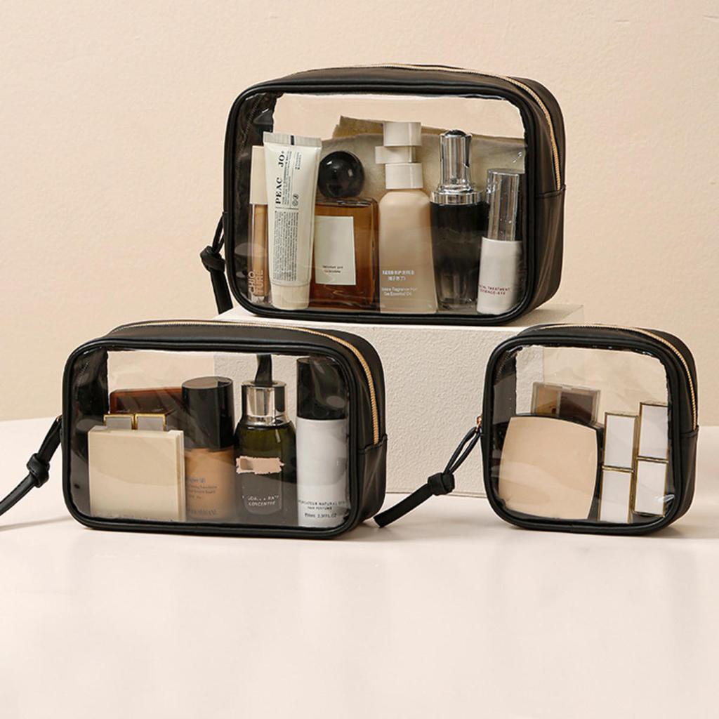 1PCS Travel Organizer Bath Toiletry Wash Storage Bag Case Black Zipper Clear Makeup Bags Pouch Women's Cosmetic Bag