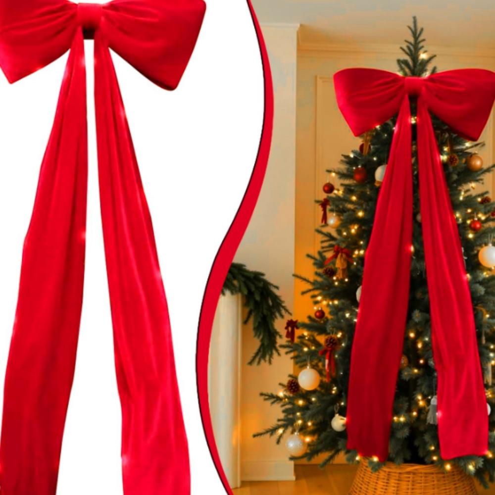 180x50cm Velvet Flocked Christmas Bow for Christmas Tree Wedding Room Decoration Front Doors Outdoor Activities Party Decor