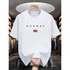 Men's Summer Pure Fashionable Sports Casual Loose NORWAY Pattern Printed Round Neck Short Sleeved T-shirt Top