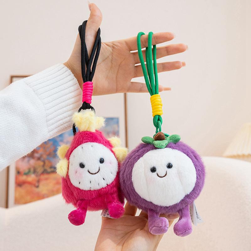 Cartoon Fruit Plush Beanbag Toy - Cute Mangosteen, Peach, Dragon Fruit, Persimmon Pendants - Ideal Gift for Women