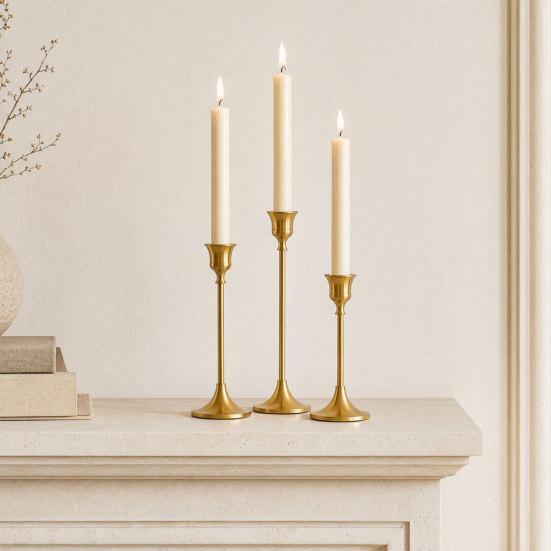 DYS Vintage Candle Holder, Metal Pillar Holder for Standard Pillars or Tealights, Romantic Tall Candlestick Dining Room Wedding Party Table