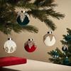 Velvet Christmas Balls Hanging Hoop Tree Decorations Xmas Party Ornaments Easy To Hang Plastic Holiday Decor for Home Office Parties