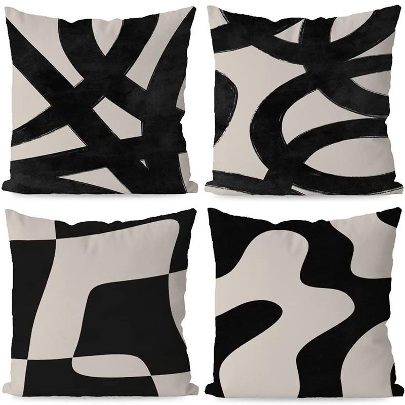 Linen Abstract Geometric Pillow Cover Modern Home Decor For Living Room Office