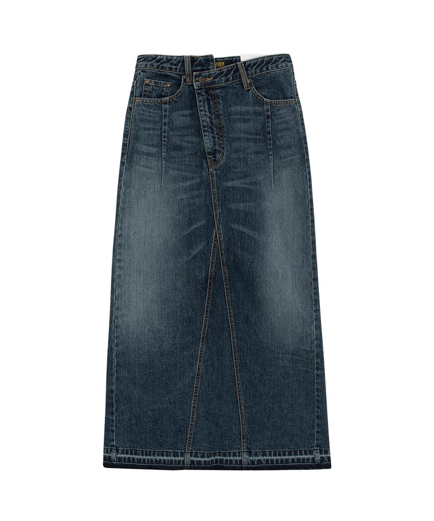 Pillogeulaem Asymmetrical Denim Long Skirt
