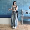 High-waisted Ripped Wide-leg Jeans for Women's Spring Straight-leg Pants for Women's Spring Floor Pants Loose and Slim