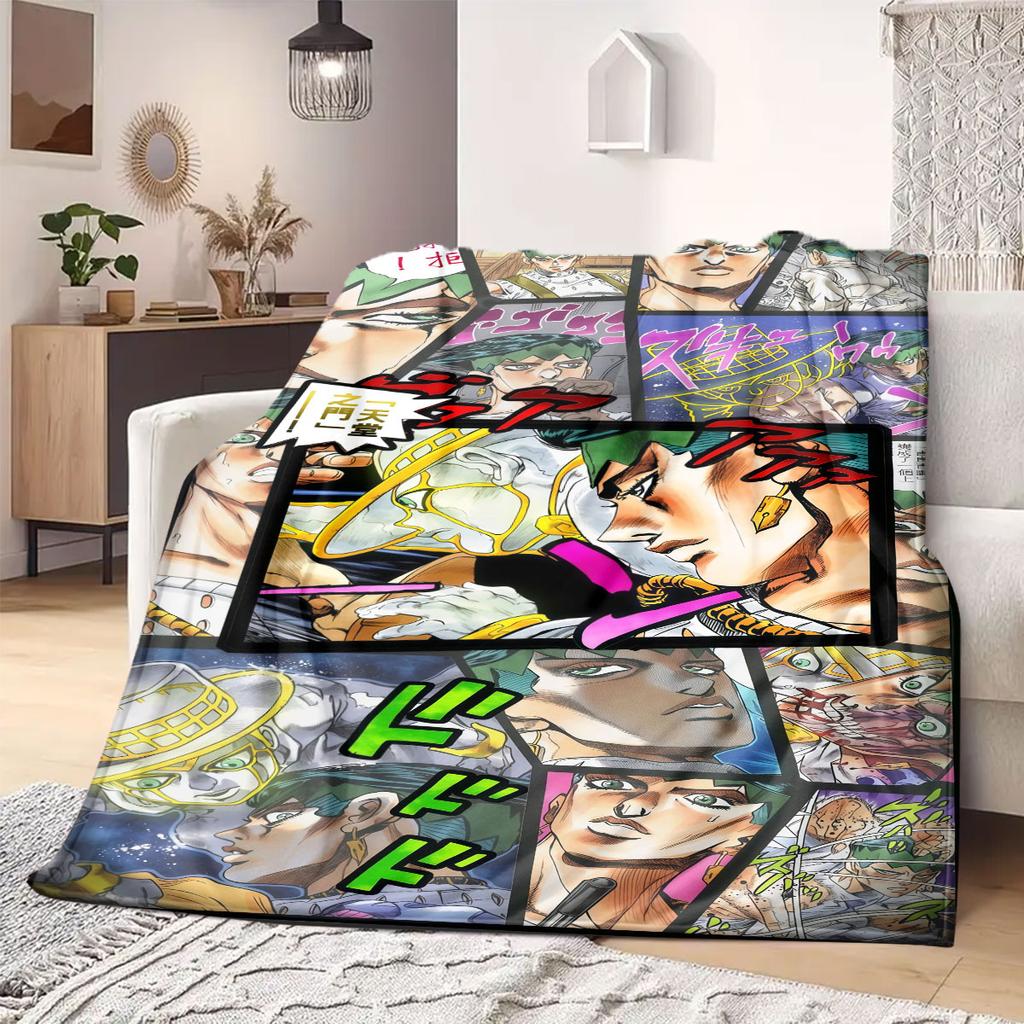 JOJO Anime Flanelldecke Warm, Gemütlich, Geeignet für Schlafzimmer, Sofas, Betten, Stühle, Picknicks, Reisen