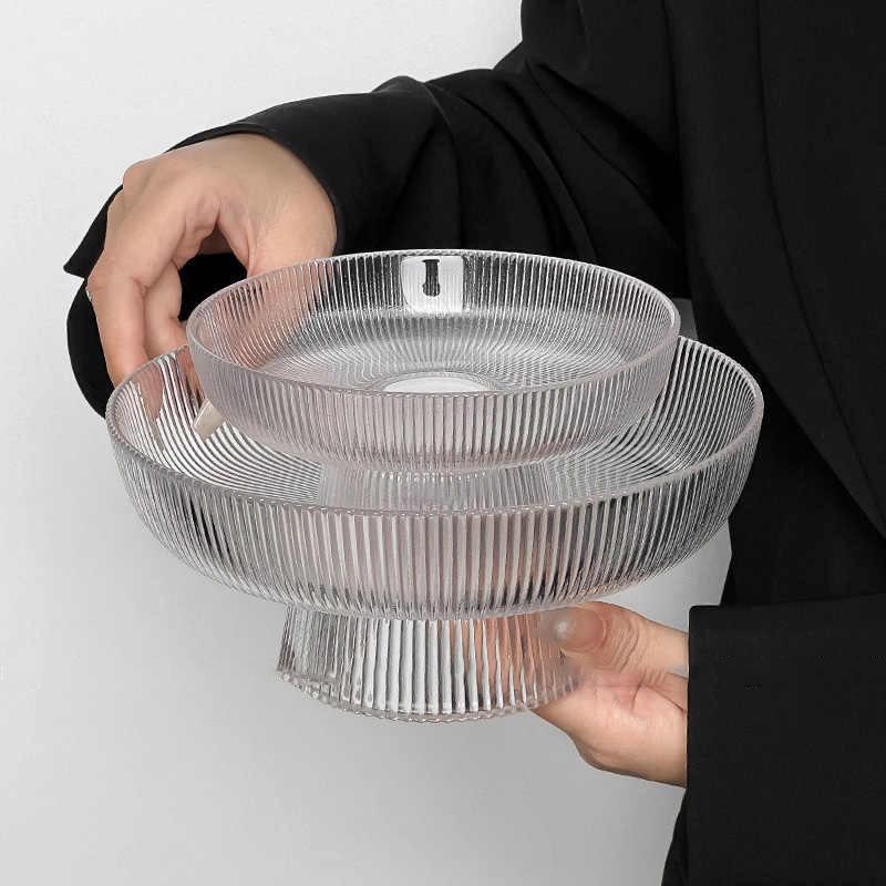 Vertikální skleněný talíř na ovoce, domácí obývací pokoj, občerstvení, vysoké talíře na sladkosti, dezertní misky, jednoduchý tác na suché ovoce