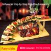 Artistic Wooden Tiered Platter for Sushi, Barbecue, and Hot Pot - Creative Restaurant Tableware Dish Plates