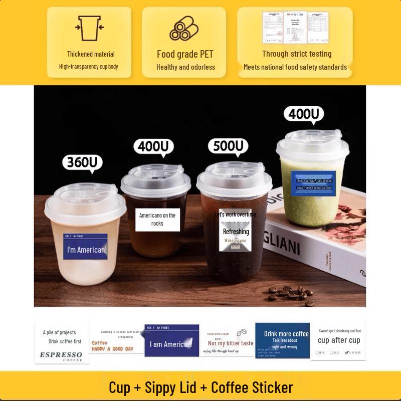 Disposable Transparent Plastic Drink Cup with Lid