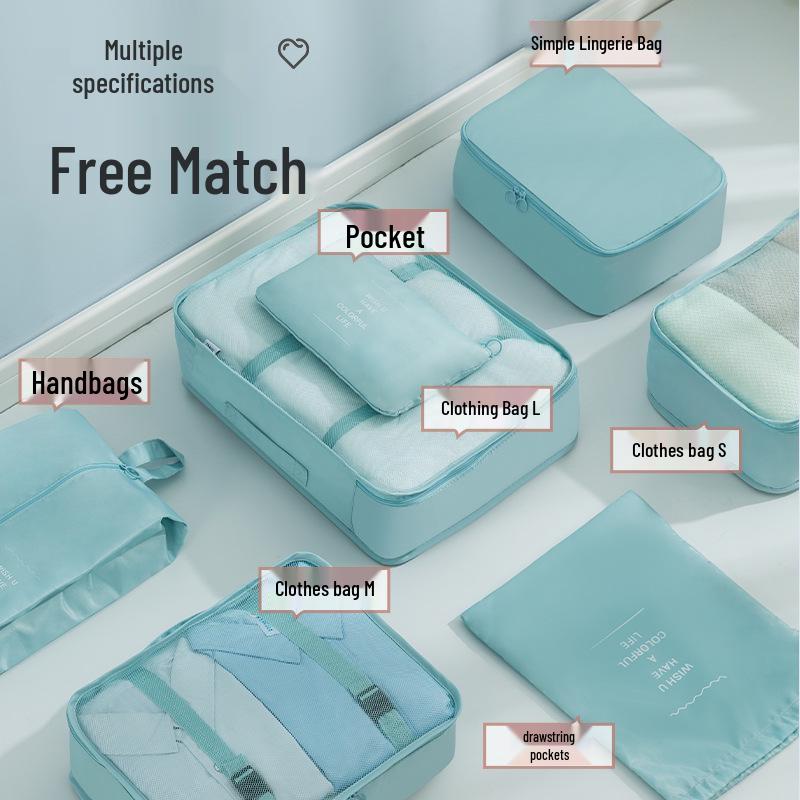 Twill Wasserdichtes 7-teiliges Reiseaufbewahrungsbeutel-Set - Hochwertige Gepäckorganizer für Geschäftsreisen