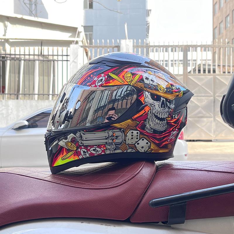 Motorcycle Helmet Full Helmet Can Be Equipped with Bluetooth Headset Men's Four-season Electric Bicycle Riding Helmet