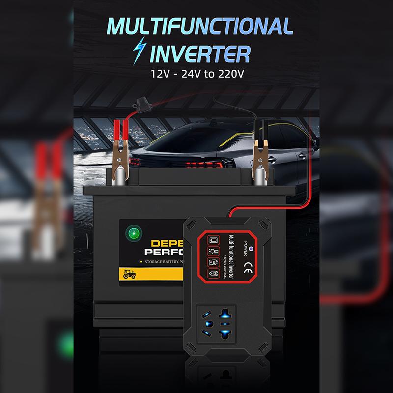 Car Power Inverter 200W 12V/24V To 220V Converter Charger Adapter Universal Socket Portable Vehicle-Mounted Home Auto Inverters