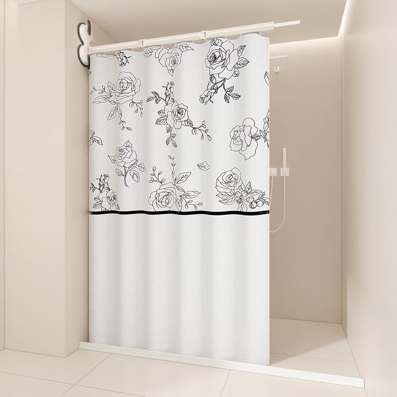 Floral Folding Shower Curtain Set