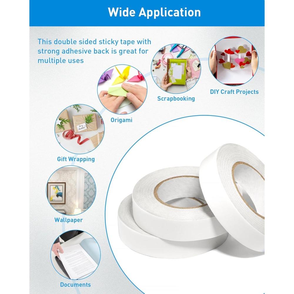 Double Sided Tape Ultra-thin White Strong Sticky Tapes Stickers Super Adhesive Tape Strips for Home Office Supplies