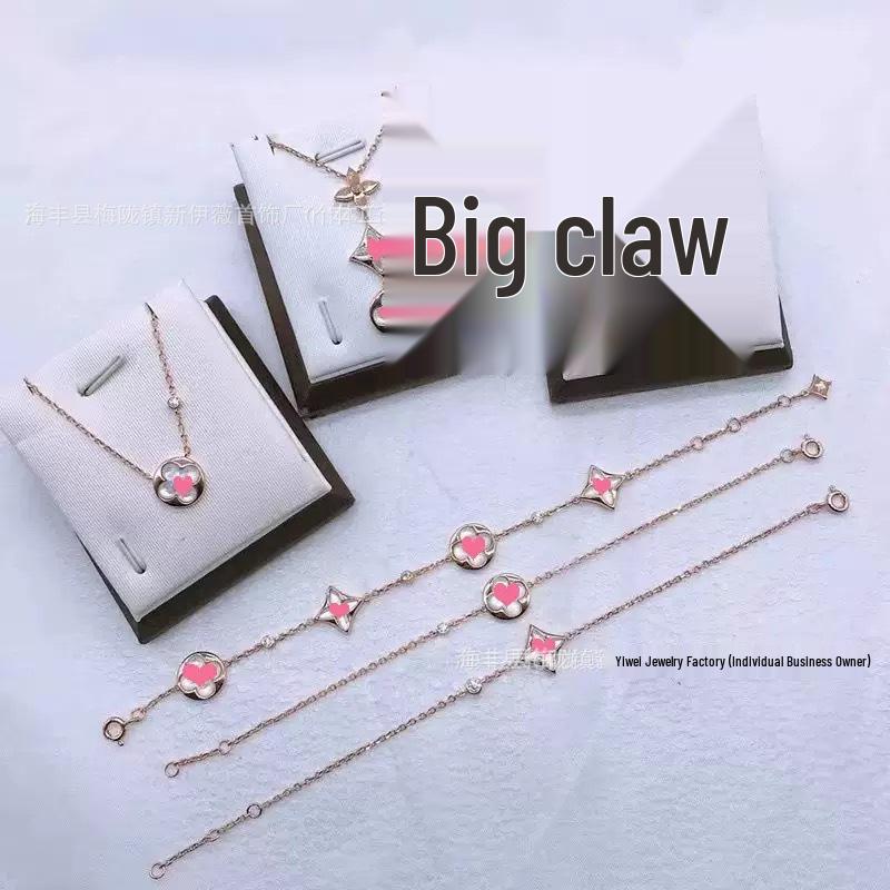 Európai és Amerikai Négylevelű Lóhere Gyémánt és Gyöngyház Karkötő